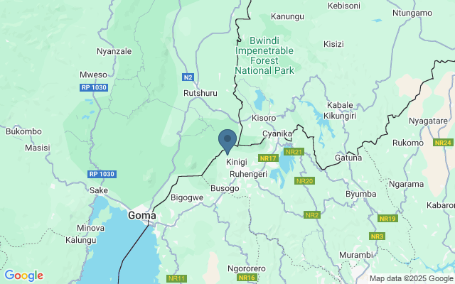 Kaart met locatie Virungavulkanen